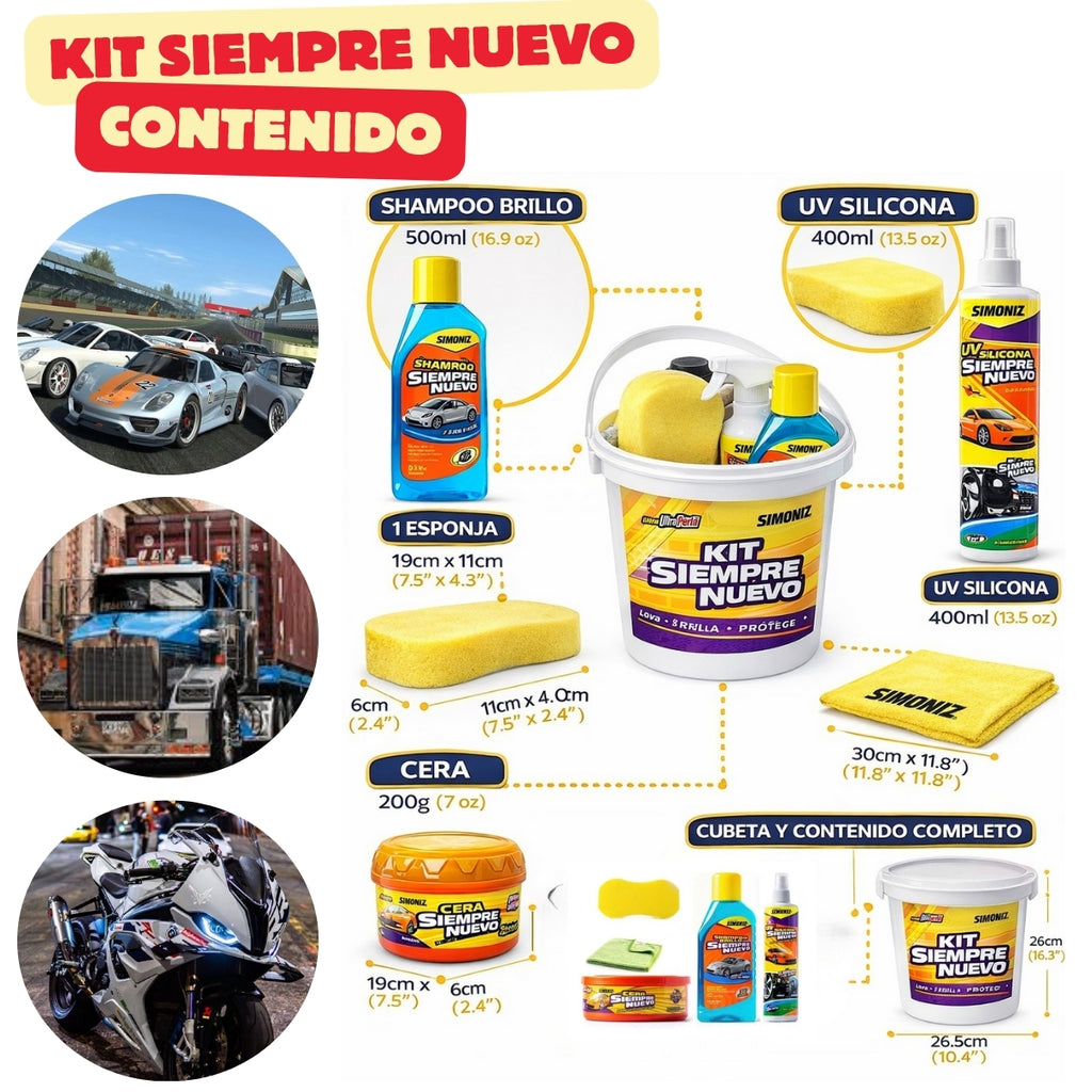 Kit Simoniz Siempre Nuevo para carro y moto (6 productos)
