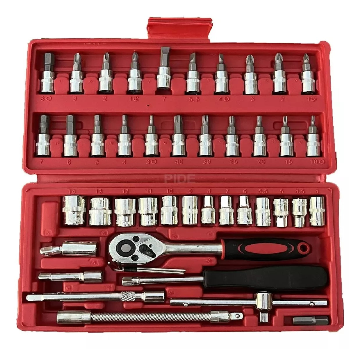 Combo cargador inteligente de batería 12 V + juego de copas 46 piezas