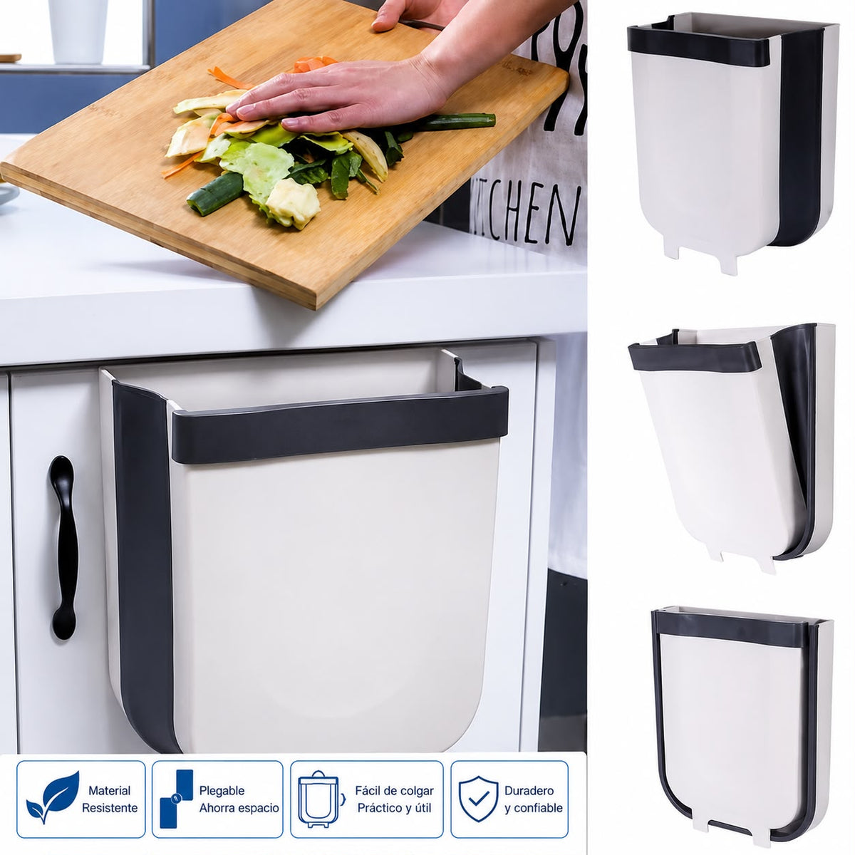 Caneca de basura plegable colgante de 8 L